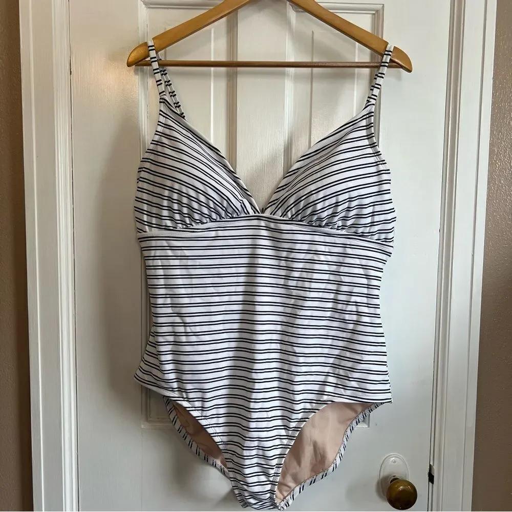 Kona Sol Striped One Piece Swimsuit XL